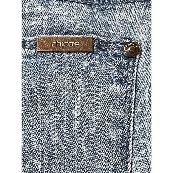 Chicos So Slimming Girlfriend Ankle Faded Blue Floral Print Crop Jeans 00 - Picture 6 of 9